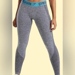 NWT Gymshark Flex Charcoal Marl teal athletic casual stretch tight leggings XS